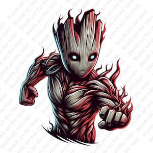 Imágenes prediseñadas de Groot, Groot lindo PNG, Guardianes de la Galaxia PNG, diseño transparente, descarga instantánea
