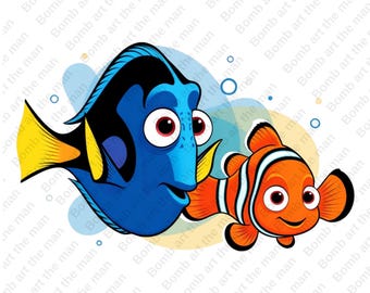Finding Nemo clipart, Nemo and Dory png, transparent design, instant download