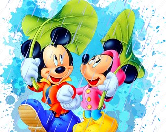 Imágenes prediseñadas de Mickey Mouse y Minnie Mouse, Minnie Mouse png, Mickey Mouse png, fondo de acuarela, descarga instantánea