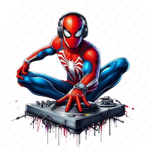Spiderman DJ clipart, DJ Spiderman png, Super heroi png, Spiderman splash design, download instantâneo