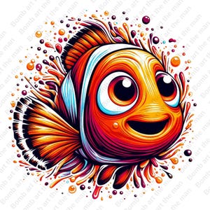 Finding Nemo clipart, Nemo png, cute nemo, transparent design, instant download