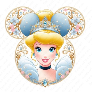 Princess Cinderella clipart, princess cinderella png, mouse ear design, instant download
