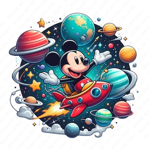 mickey mouse space clipart, cute mickey png, mickey mouse png, instant download