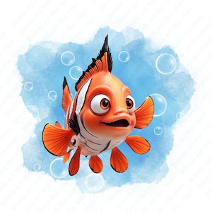 Finding Nemo clipart, Finding Nemo png, watercolor nemo design, instant download