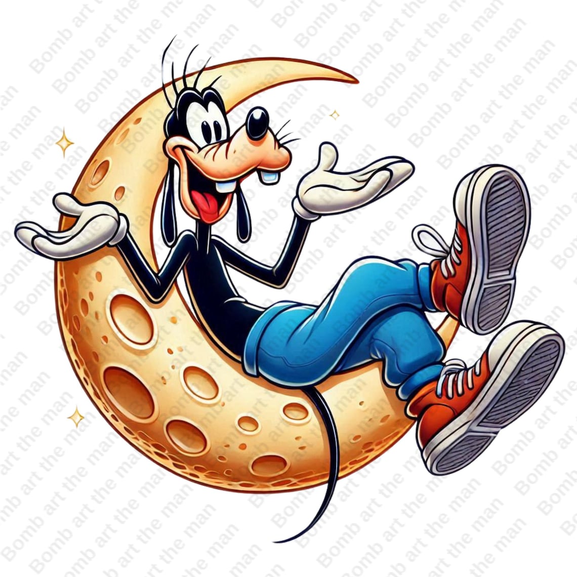 Goofy on the Moon Clipart, Goofy Png, Cute Goofy Clipart, Transparent ...