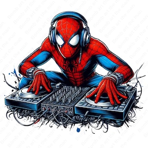 Spiderman DJ clipart, DJ Spiderman png, Super heroi png, Spiderman splash design, download instantâneo