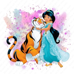 princess jasmine png, watercolor background, princess jasmine clipart, instant download