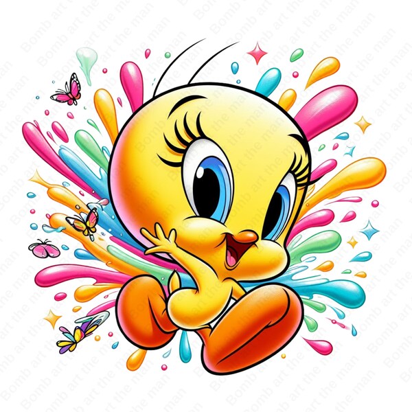 Tweety clipart, tweety png, cute cartoon clipart, transparent design, instant download
