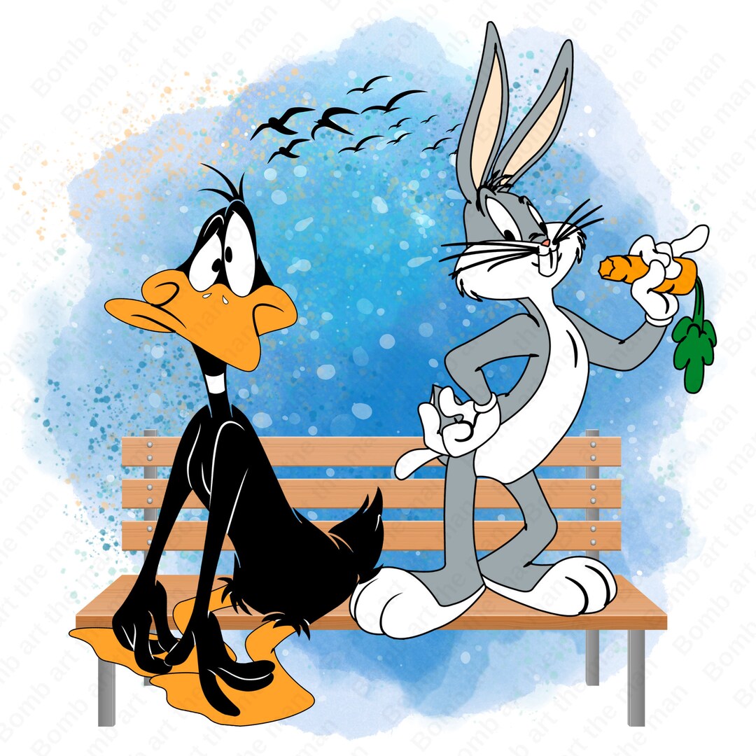 Daffy Duck and Bugs Bunny Clipart, Watercolor Background, Daffy Duck ...