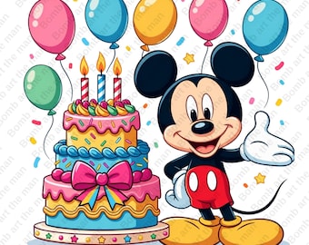 Mickey Mouse Birthday PNG, Happy Birthday PNG, Mickey PNG, Birthday Clipart, instant download