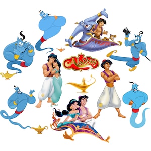 aladdin png bundle, aladdin clipart set, aladdin and genie clipart, princess jasmine png, instant download
