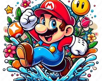 Super Mario clipart, Super Mario png, splash design, transparent design, instant download