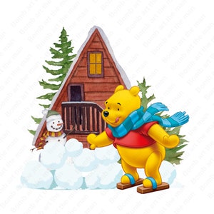 Winnie the pooh winter png, Winnie the pooh christmas clipart, transparent design, instant download