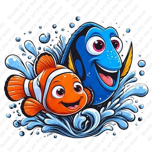 Findet Nemo Clipart, Nemo und Dory Png, transparentes Design, sofort Download