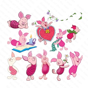Piglet png bundle, Piglet cartoon character, Piglet clipart pocket, Winnie the Pooh png, instant download