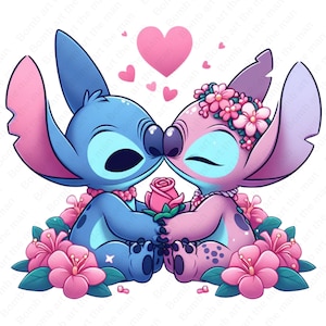 stitch and angel clipart, stitch and angel png, transparent design, instant download
