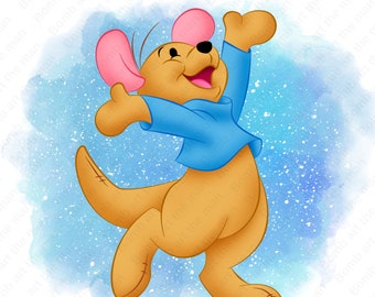 Clipart Kanga roo, simpatico kanga roo png, sfondo acquerello, personaggi Winnie the pooh, download istantaneo