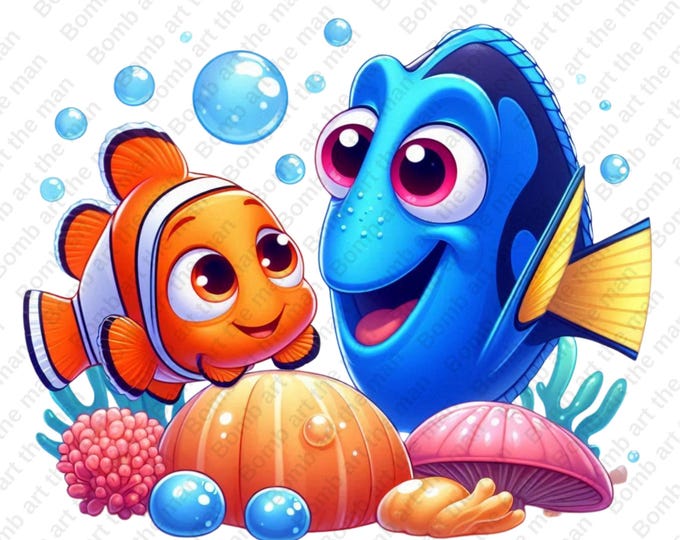 Nemo Designer Finding Nemo Clipart, Nemo and Dory Png, Cute Nemo Design, Instant ...