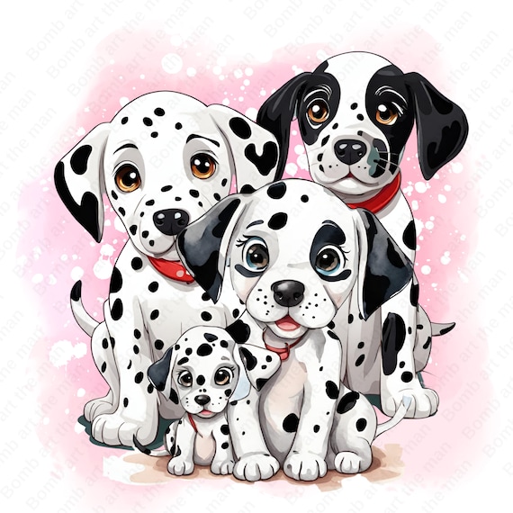 Dalmatian dogs clipart, dalmatian puppies clipart, 101 dalmatian png,  watercolor background, instant download