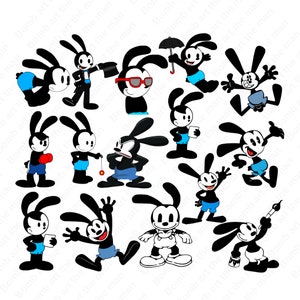 oswald the lucky rabbit png bundle, oswald the lucky rabbit clipart set, instant download