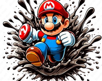 Clipart do Super Mario, PNG do Super Mario, design de splash, design transparente, download instantâneo