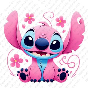 cute stitch angel clipart, stitch angel png, stitch pink clipart, instant download