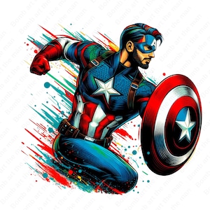 Captain America Clipart, Captain America png, Superheld Clipart, Superheld Splash Design, sofortiger Download