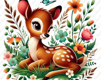 Bambi deer clipart, cute bambi, bambi png, transprent design, instant download