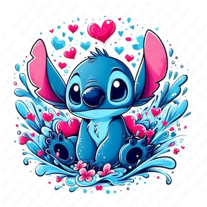 stitch love clipart, stitch png, cute stitch design, instant download