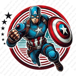Capitão América clipart, Capitão América png, super herói clipart, design de super herói, download instantâneo