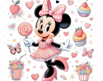 Minnie Mouse sweet clipart, Minnie Mouse png, transparent design, instant download