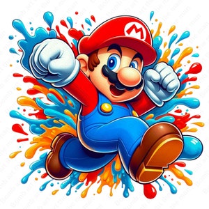 Super Mario Clipart, Super Mario png, Splash Design, transparentes Design, sofort Download