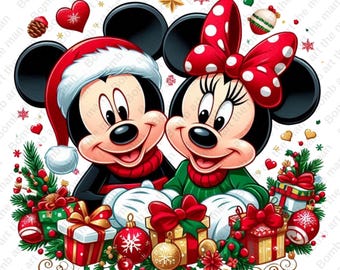 ミッキーとミニーマウスのクリスマスクリップアート、メリークリスマス