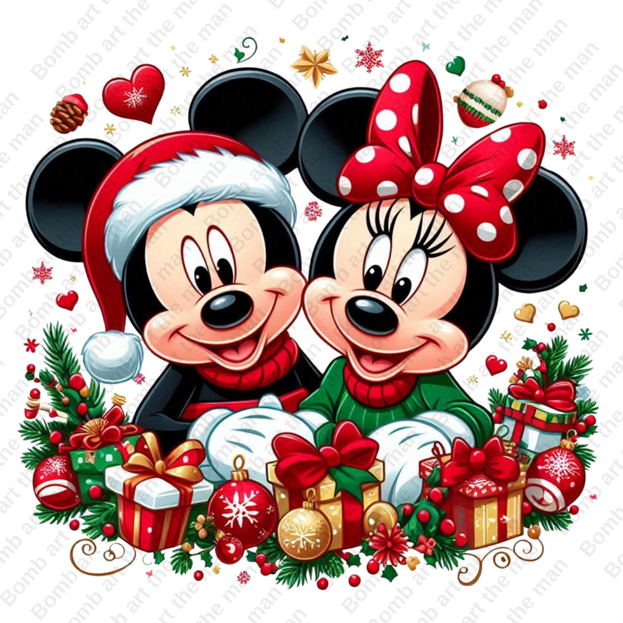 ミッキーとミニーマウスのクリスマスクリップアート、メリークリスマス