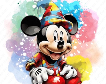 Imágenes prediseñadas de Mickey Mouse, lindo Mickey Mouse PNG, diseño de acuarela, descarga instantánea
