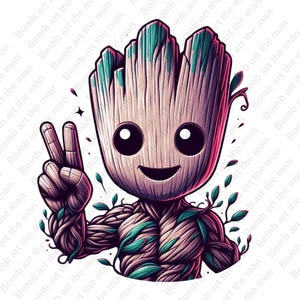 Groot clipart, Groot lindo png, Guardianes de la Galaxia png, diseño transparente, descarga instantánea