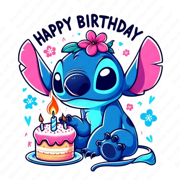 Anniversaire point PNG, joyeux anniversaire point PNG, Lilo et Stitch PNG, mignon point Clipart, téléchargement immédiat