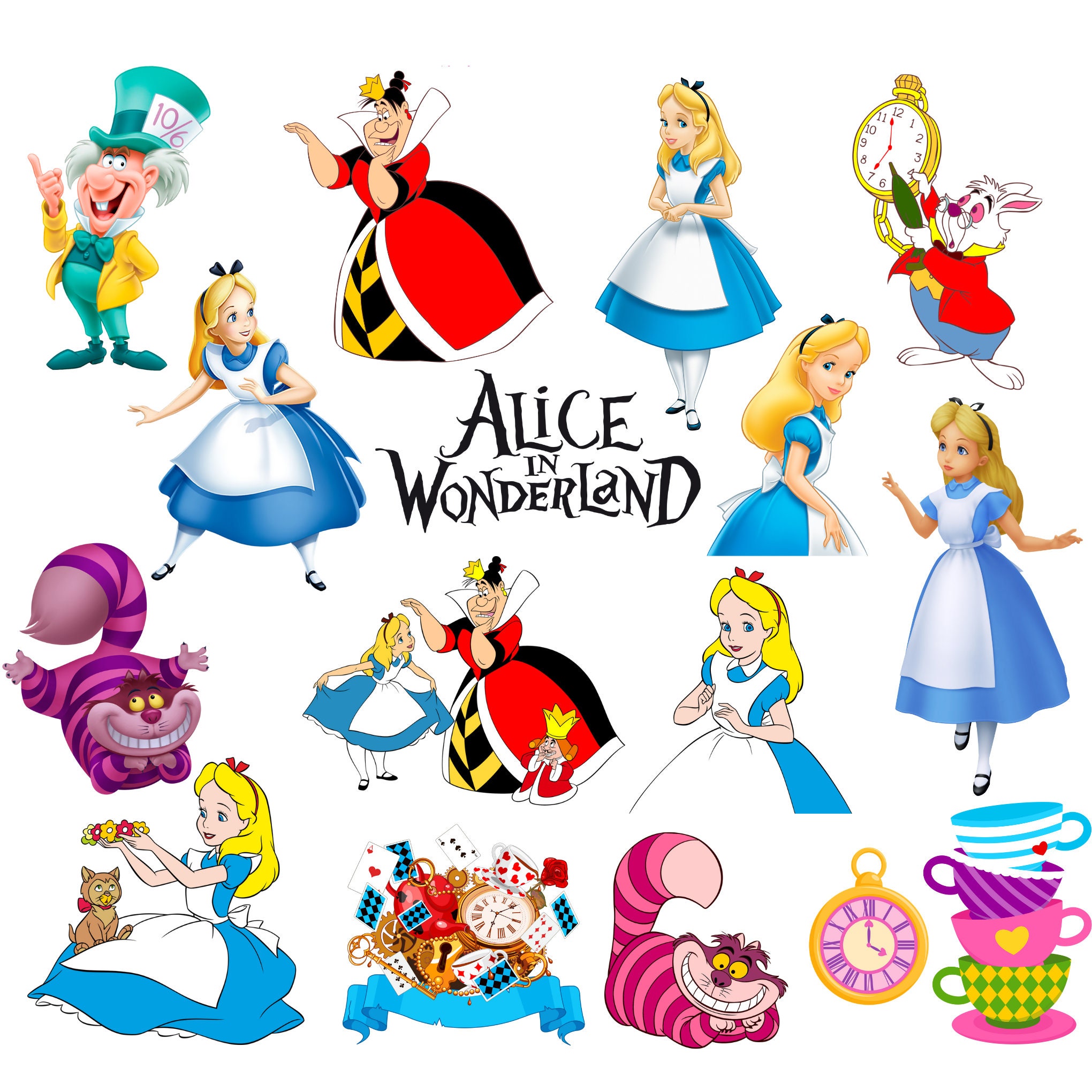 Alice in Wonderland Png Bundle Alice in Wonderland Clipart - Etsy