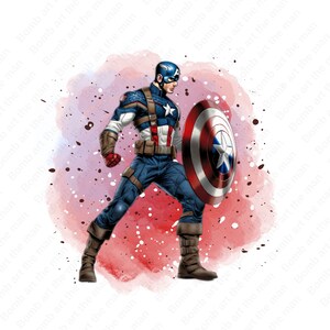 capitão américa png, capitão américa clipart, super herói png, fundo aquarela, download instantâneo