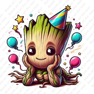 Groot clipart, Groot lindo png, Guardianes de la Galaxia png, diseño transparente, descarga instantánea