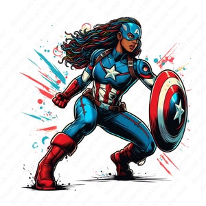 Frau Captain America Clipart, Captain America Mädchen png, Superheld Clipart, Superheld Splash Design, sofortiger Download