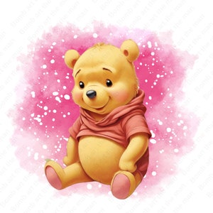 Cute Winnie the pooh clipart, cartoon png, winnie the pooh png, watercolor background, instant download