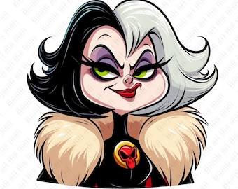 Cruella De Vil png, Cruella De Vil clipart, Princess Villain png, 101 Dalmations clipart, instant download