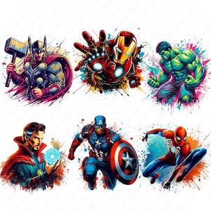 Super heroes png bundle, super hero clipart set, heroes splash design, instant download
