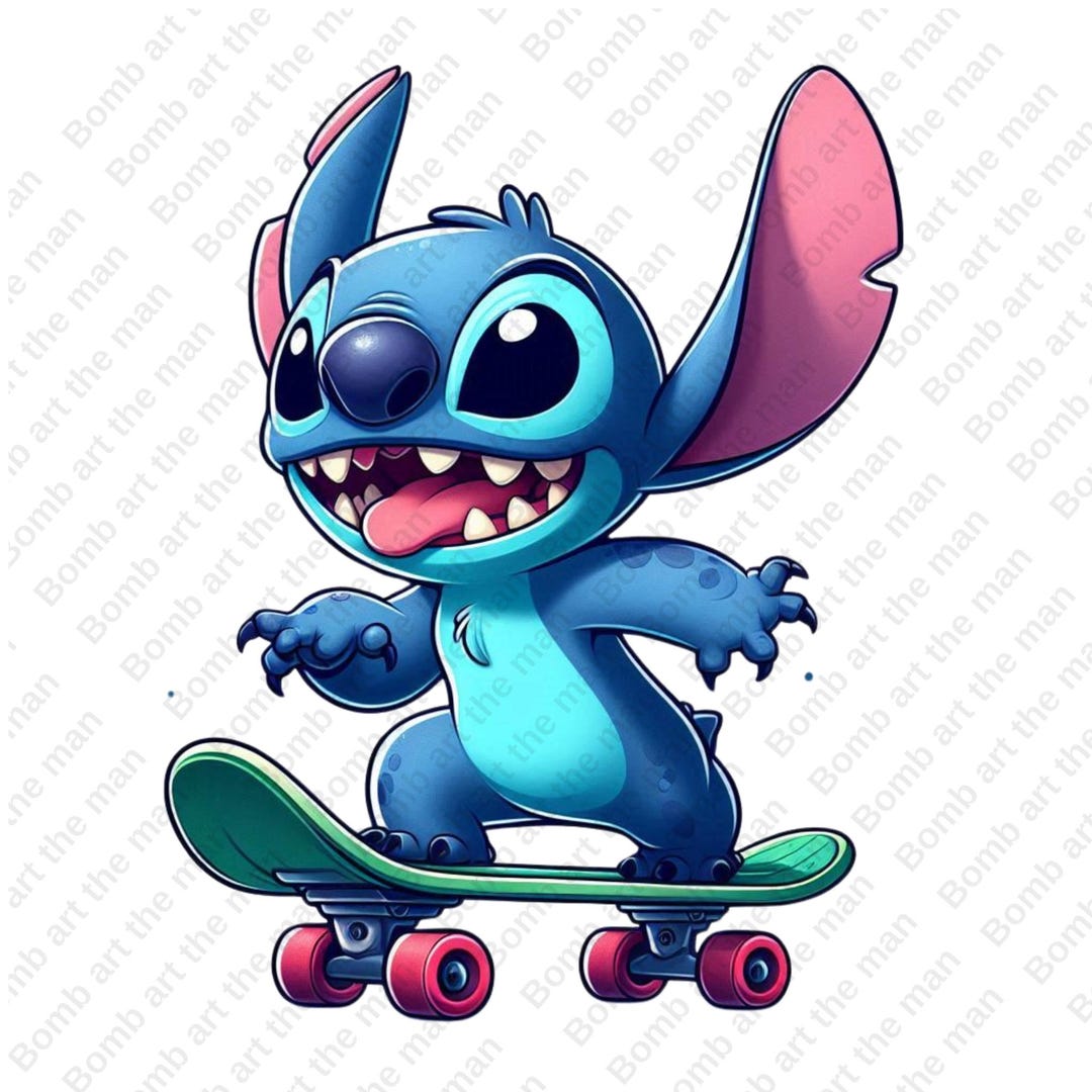 Cute Stitch Clipart, Skateboard Riding Stitch, Transparent Design ...