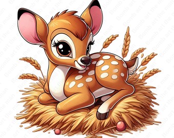 Cute Bambi clipart, Bambi png, high quality, transparent design, instant download