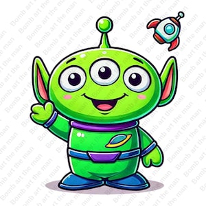 toy story alien clipart, little green men png, toy story character, space alien png, transparent design, instant download
