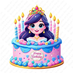 Clipart de cumpleaños, diseño de cumpleaños, princesa de cumpleaños png, fondo transparente