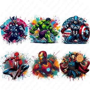 Super heroes png bundle, super heroes set, super hero clipart set, hero splash design, instant download
