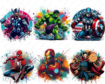Super heroes png bundle, Super Heroes set, Super Hero clipart set, hero splash design, instant download